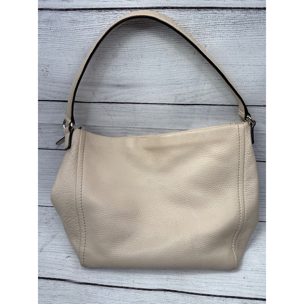 Kate Spade Pebble Leather Shoulder‎ Bag Beige Purse Handbag Designer - Picture 6 of 11